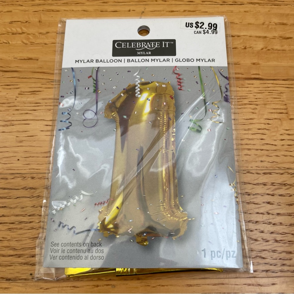 Celebrate It #1 Gold Mylar Balloon